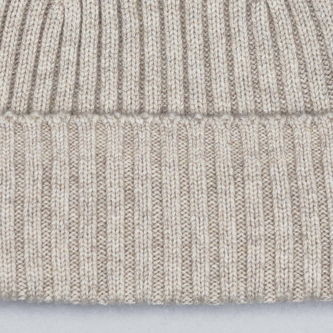 Oatmeal Ribbed Cashmere Beanie