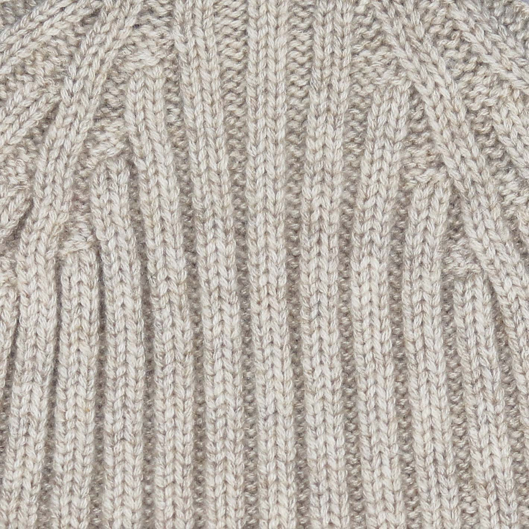 Oatmeal Ribbed Cashmere Beanie