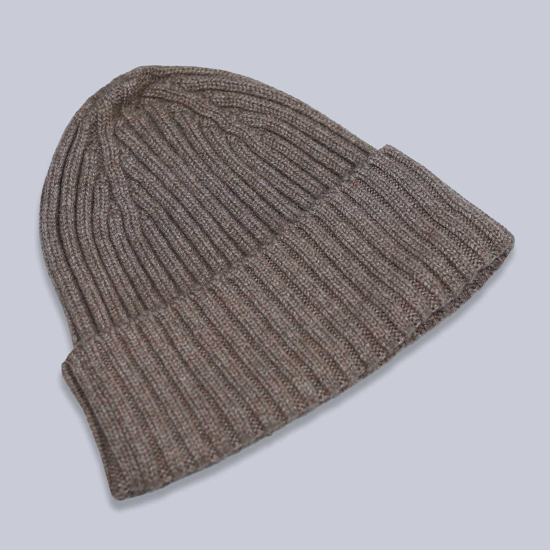 Lund Lund Taupe Ribbed Cashmere Beanie