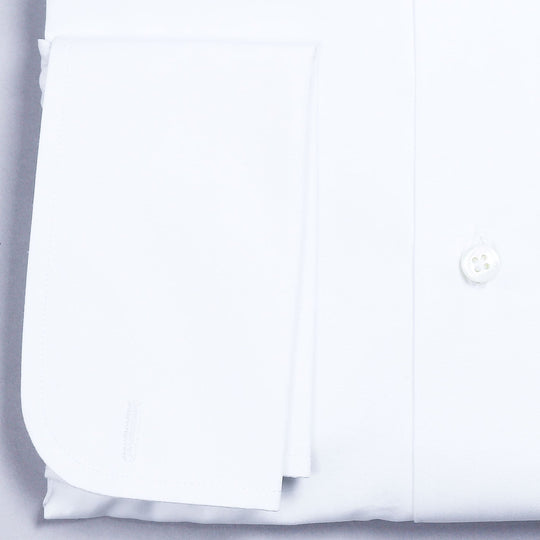 White Rounded Double Cuff Shirt