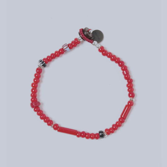 Red Beads Natural 4mm Bracelet
