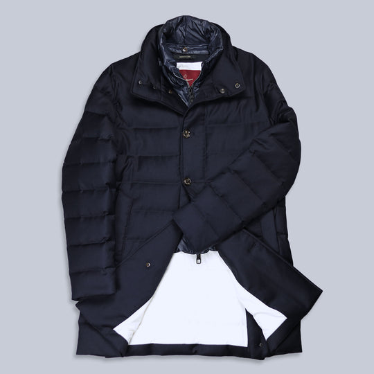 Navy Down Padded Superfine 120s Short Coat