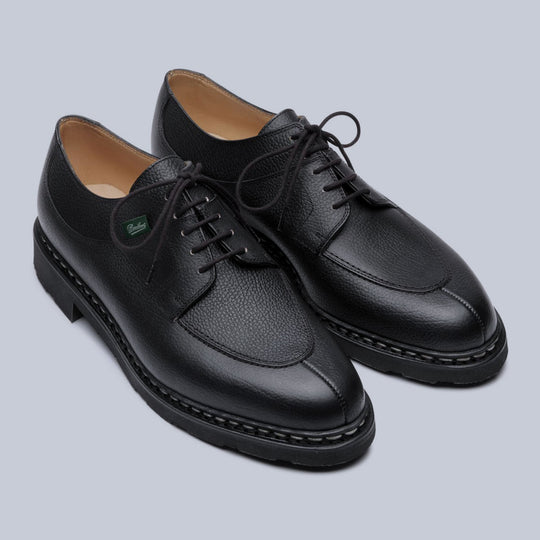 Black Grain Leather Avignon Split Toe Derby Shoes