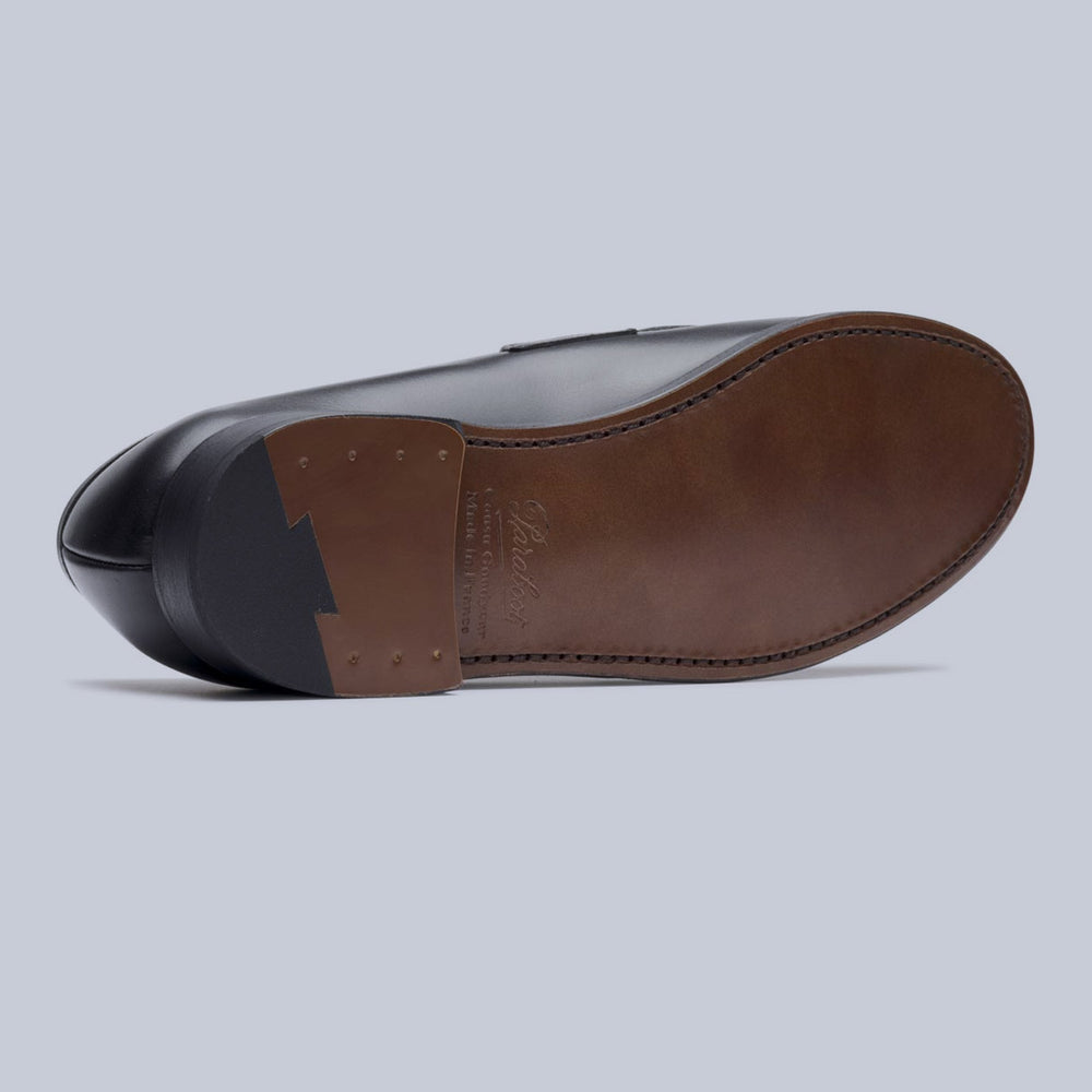 Black Leather Sole Adonis Loafers