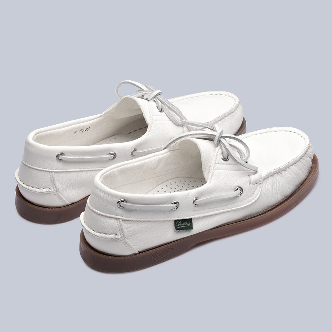 White Soft Leather Barth Boat Shoes
