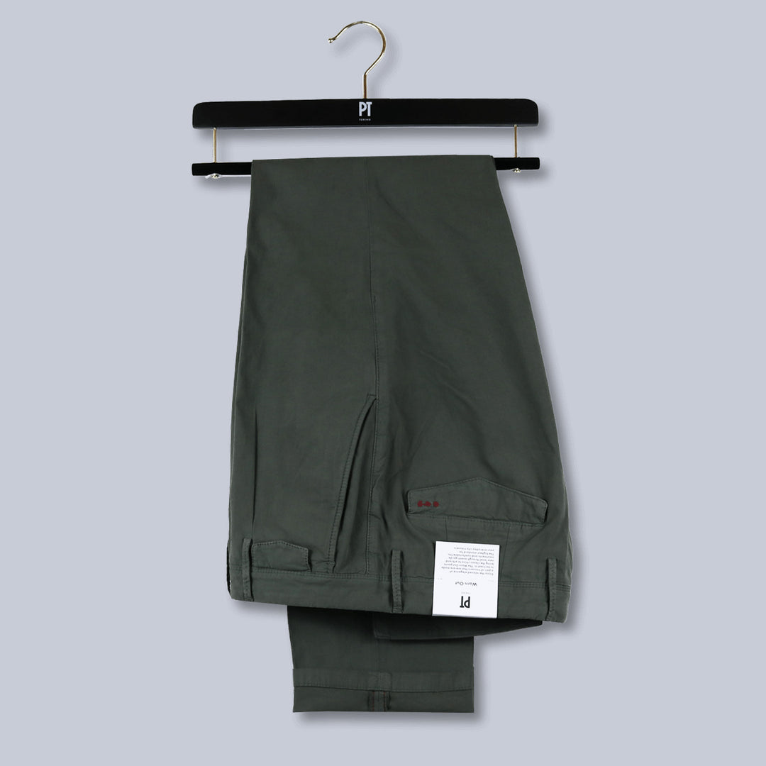 Army Green Washed Cotton Trousers