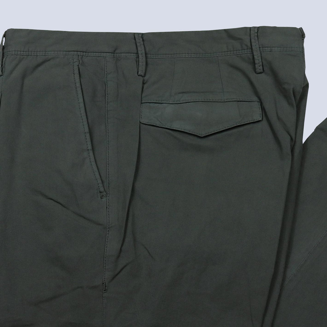Army Green Washed Cotton Trousers