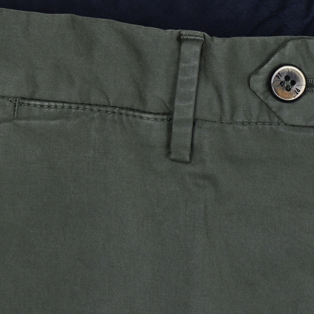 Dark Green Summer Cotton Slim Fit Trousers