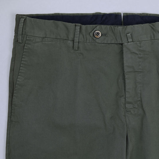 Dark Green Summer Cotton Slim Fit Trousers