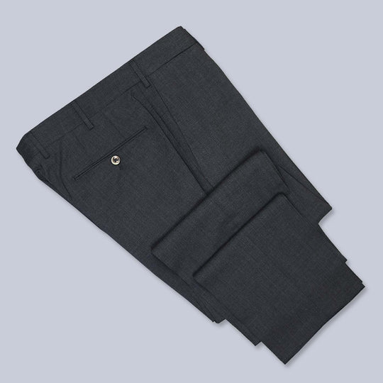 Dark Grey Tropical Wool Slim Fit Trousers