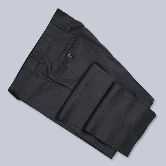 Dark Grey Virgin Wool Slim Trousers