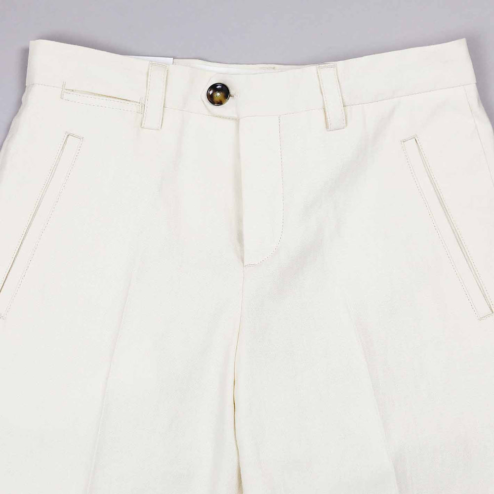 Ecru Workwear Cotton Linen Trousers