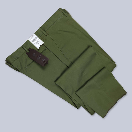 Green Cotton Slim Fit Maestro Trousers