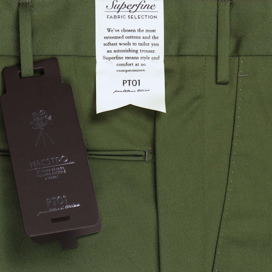 Green Cotton Slim Fit Maestro Trousers