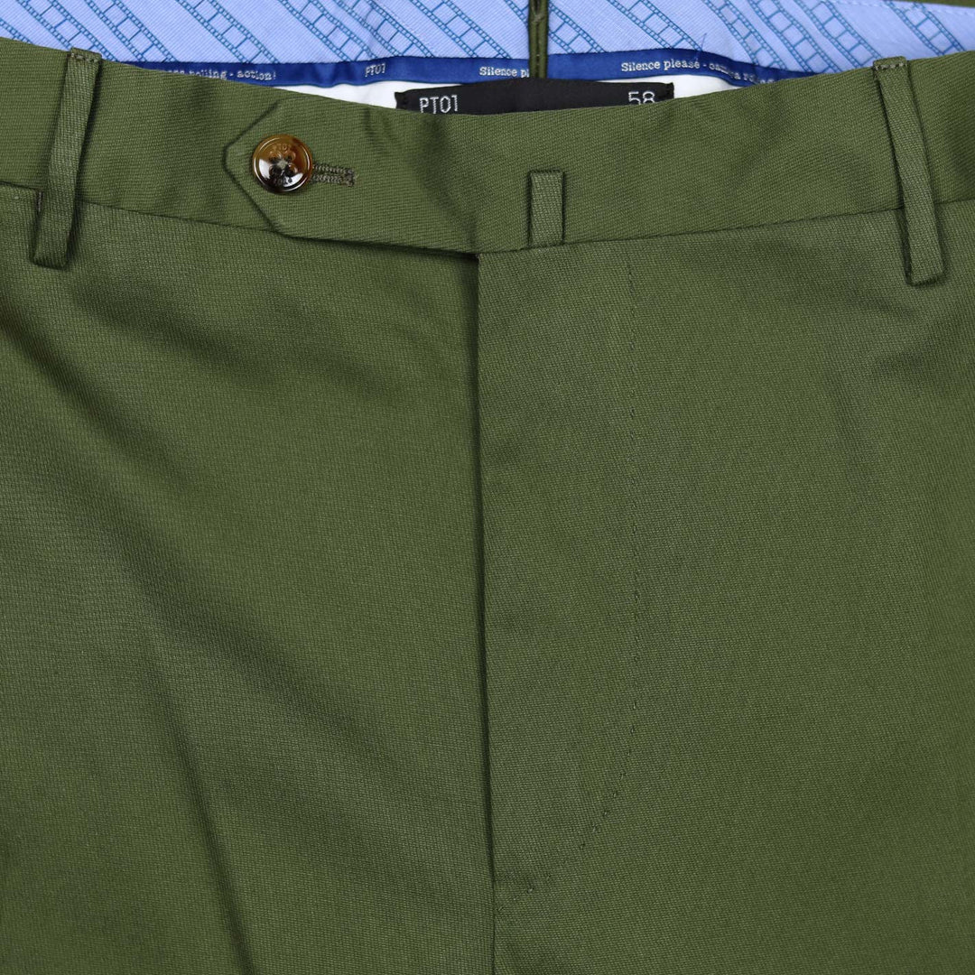 Green Cotton Slim Fit Maestro Trousers