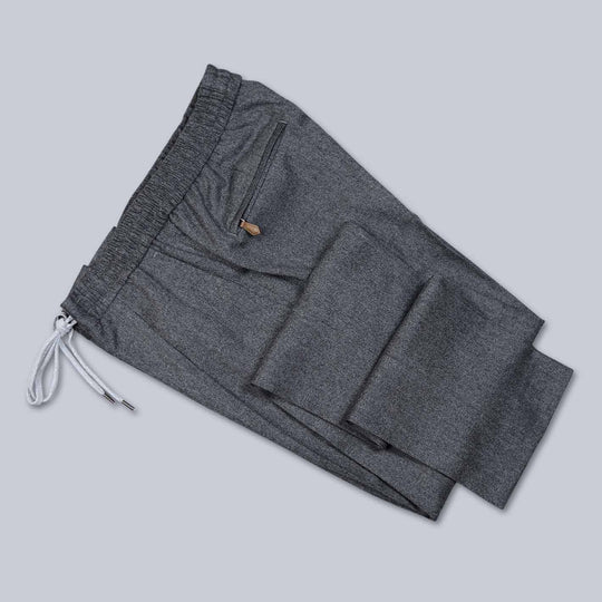 Grey Super 130s Flannel Drawstring Trousers