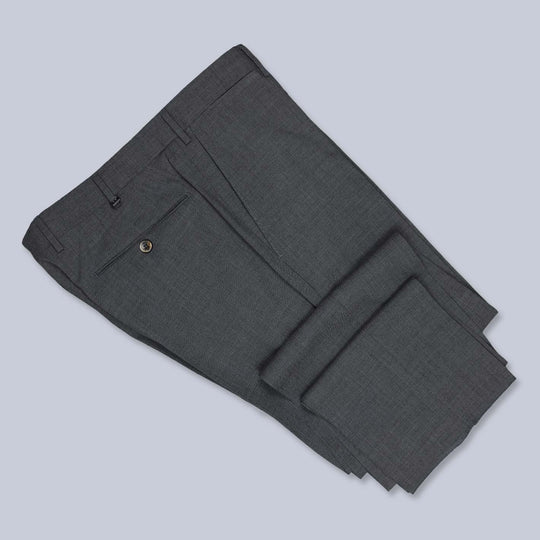 Grey Tropical Wool Slim Fit Trousers