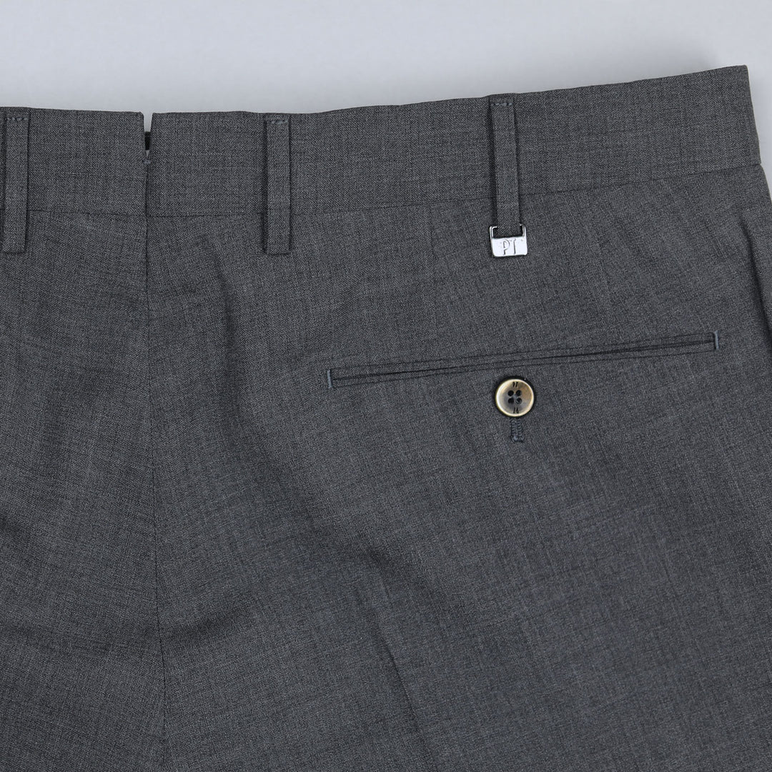 Grey Tropical Wool Slim Fit Trousers