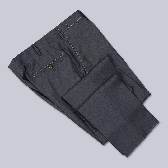 Grey Wool Cashmere Slim Fit Trousers