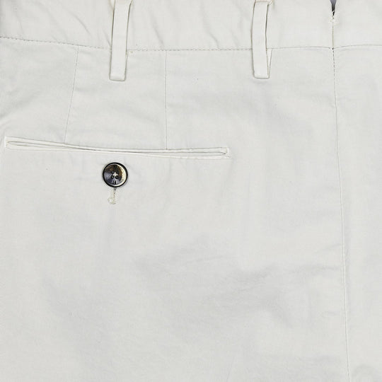 Light Beige Washed Cotton Slim Fit Trousers
