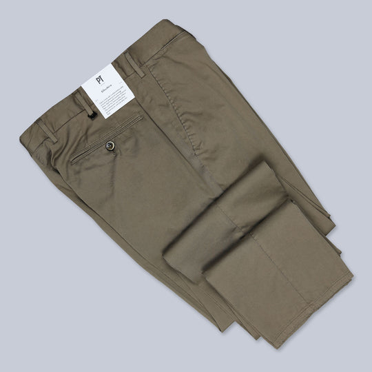 Light Brown Cotton Silk Slim Fit Trousers