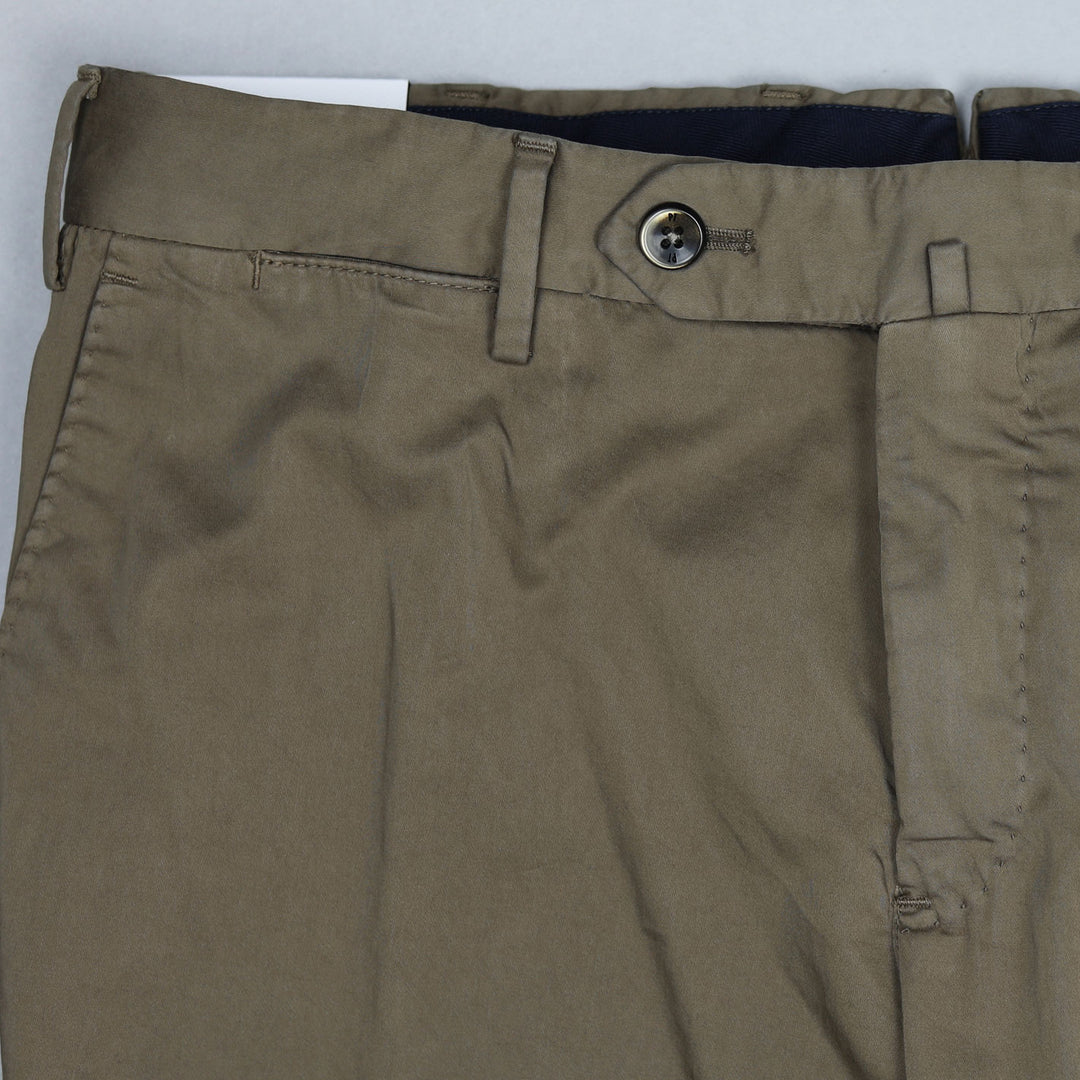 Light Brown Cotton Silk Slim Fit Trousers