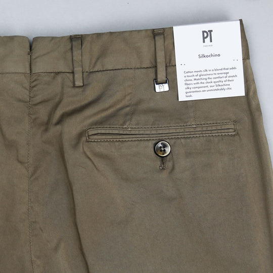 Light Brown Cotton Silk Slim Fit Trousers