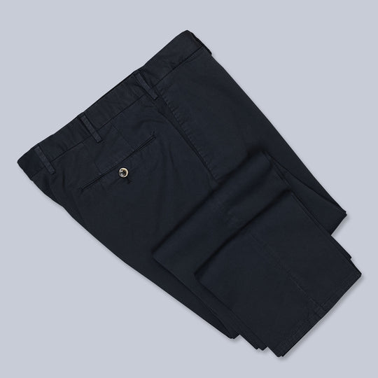 Navy Summer Cotton Slim Fit Trousers