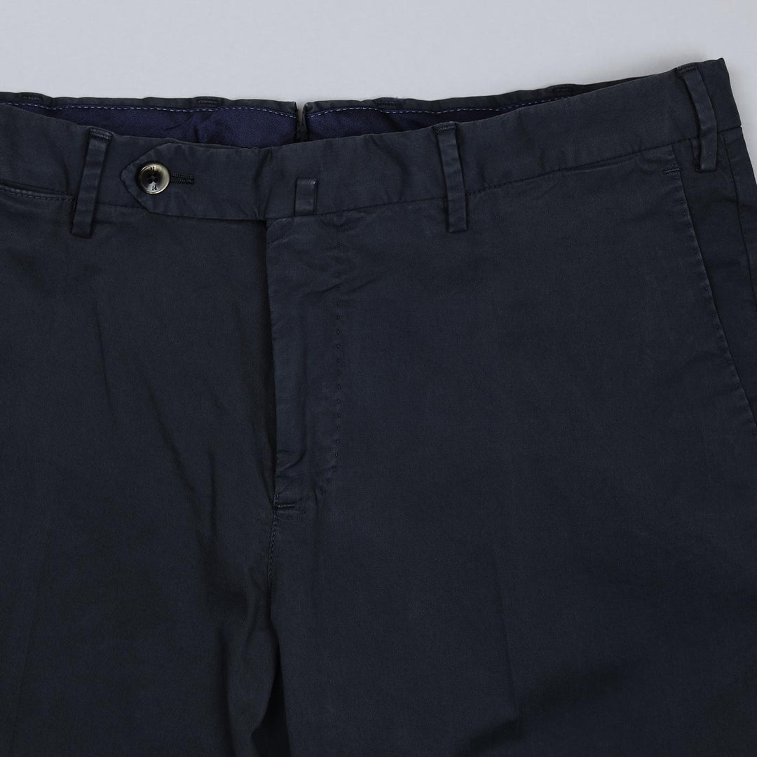 Navy Washed Cotton Slim Fit Trousers