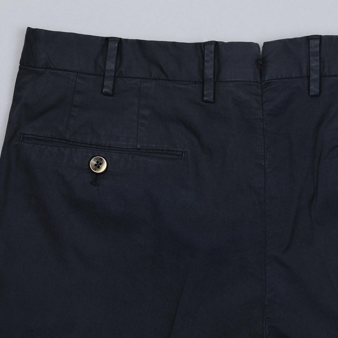 Navy Washed Cotton Slim Fit Trousers