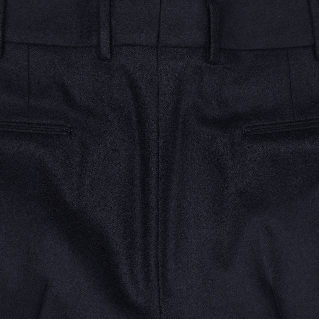 Navy Wool Cashmere Flannel Trousers