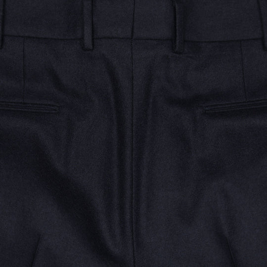 Navy Wool Cashmere Flannel Trousers