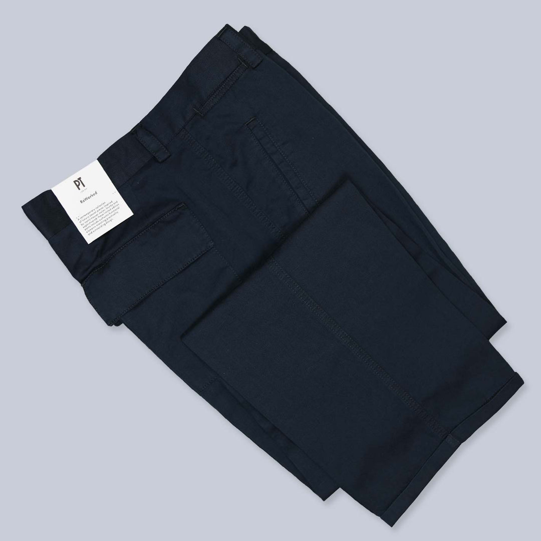 Navy Workwear Cotton Linen Trousers