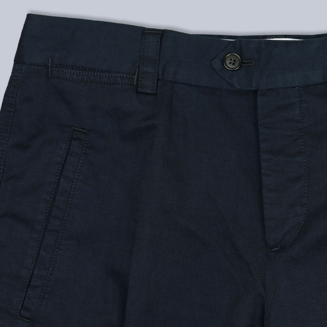 Navy Workwear Cotton Linen Trousers