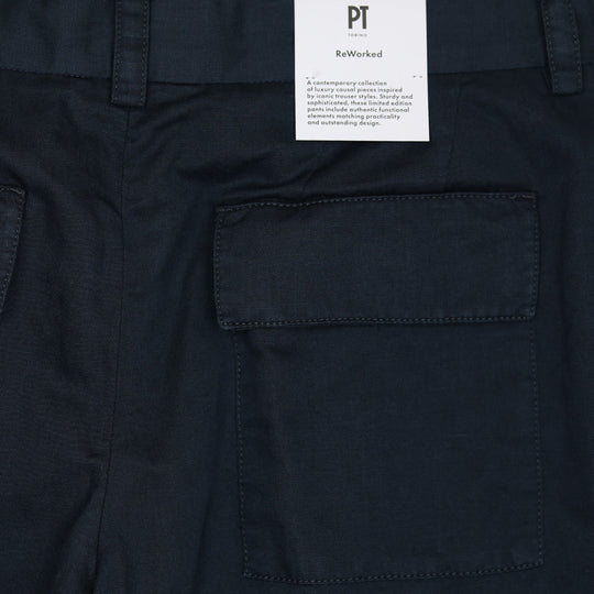 Navy Workwear Cotton Linen Trousers