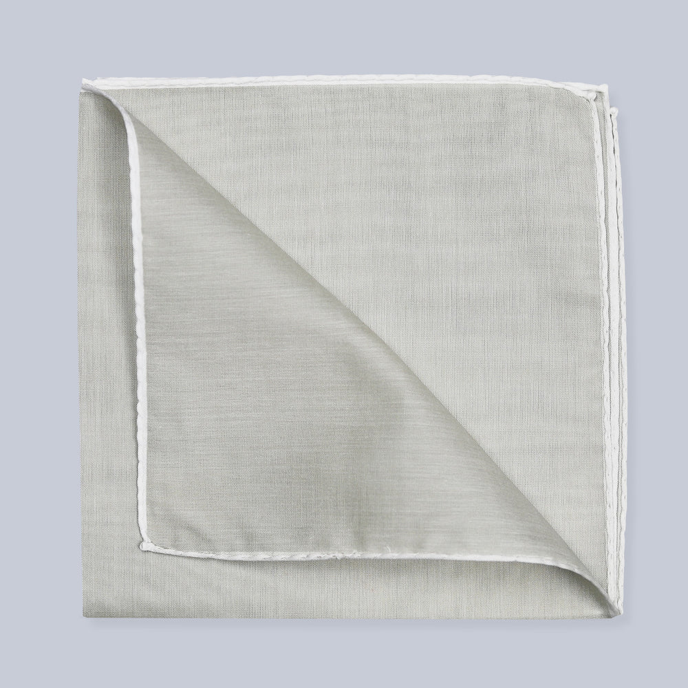 Beige White Satin Cotton Pocket Square