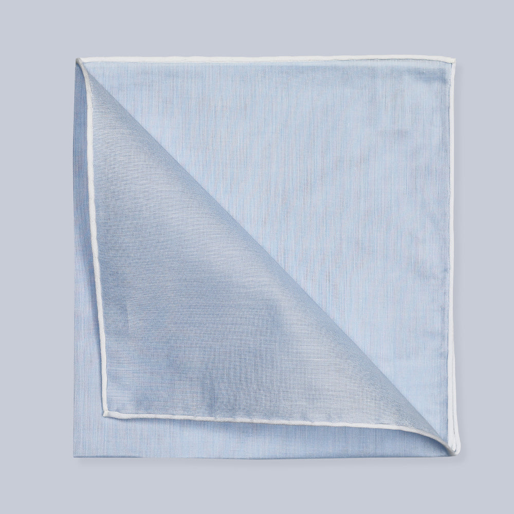 Light Blue Satin Cotton Pocket Square