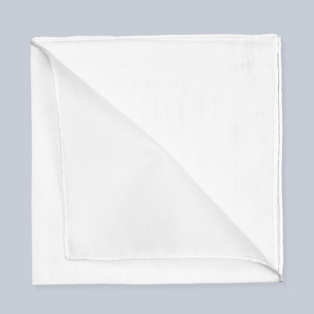 White Satin Cotton Pocket Square