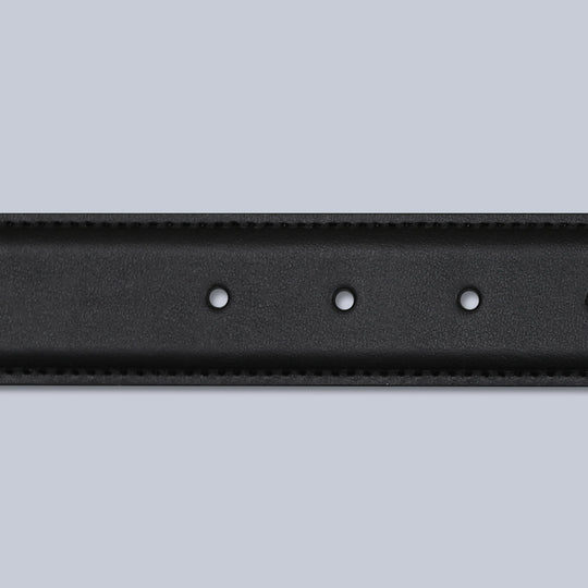 Black Leather Silver Buckle 35mm Belt