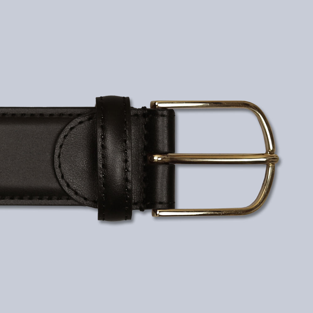 Dark Brown Leather Brass Buckle 35mm Belt