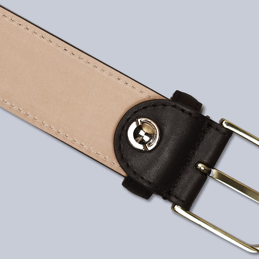 Dark Brown Leather Brass Buckle 35mm Belt