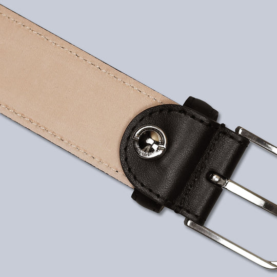 Dark Brown Leather Silver Buckle 35mm Belt