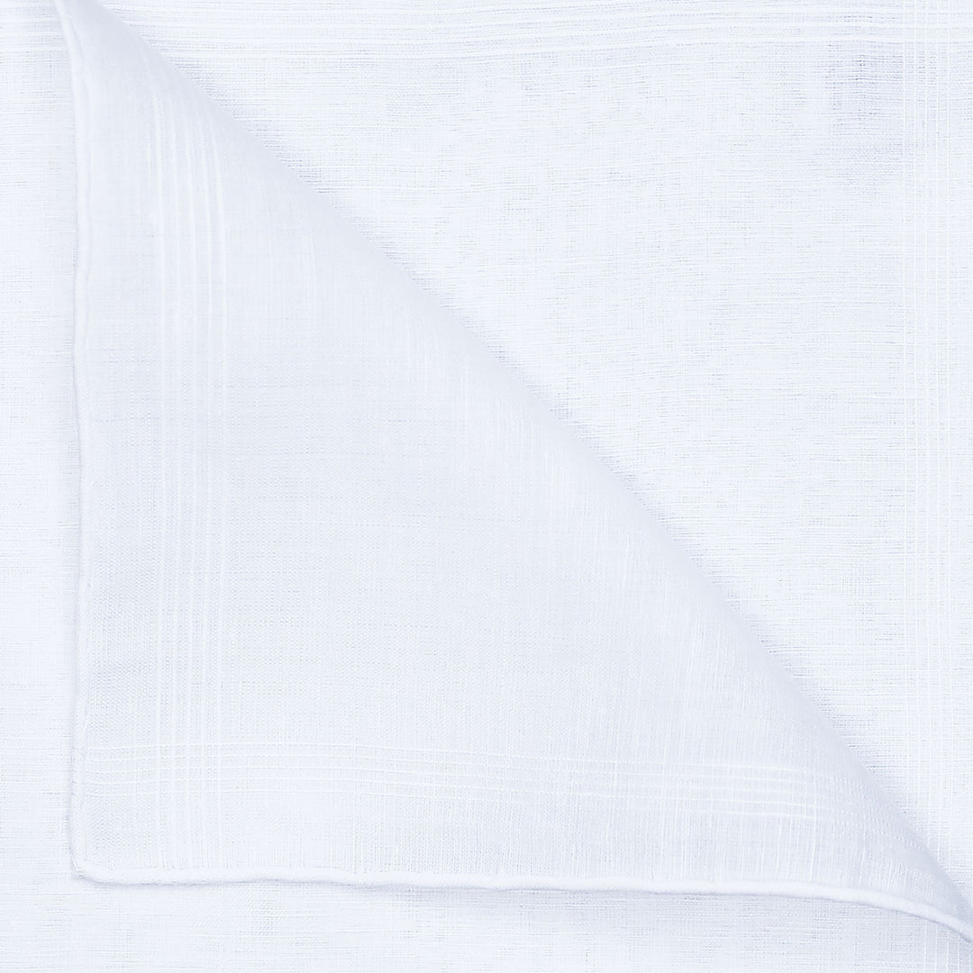 White Cotton Linen Pocket Square