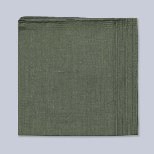 Green Cotton Linen Pocket Square