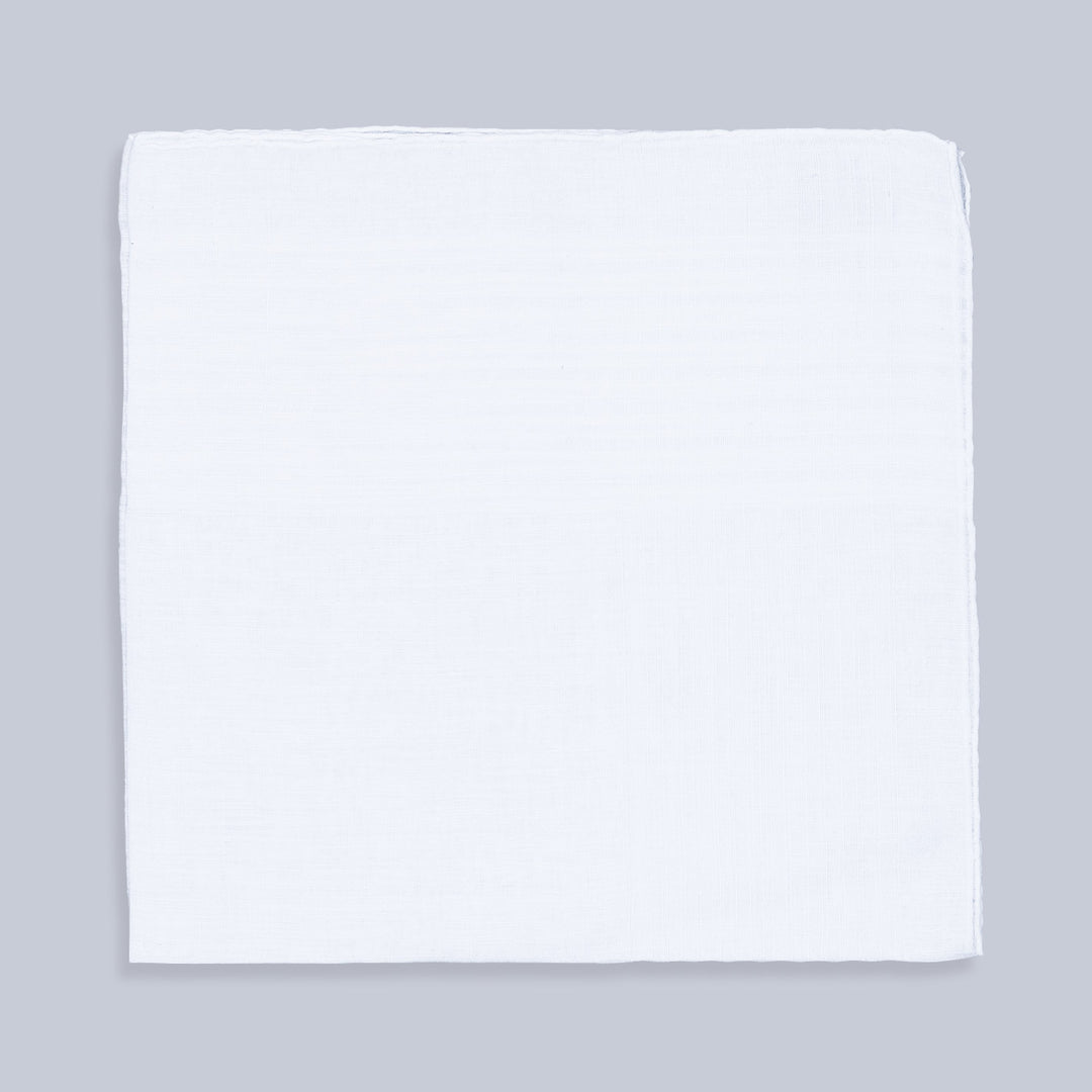 White Archive Serein Cotton Linen Pocket Square