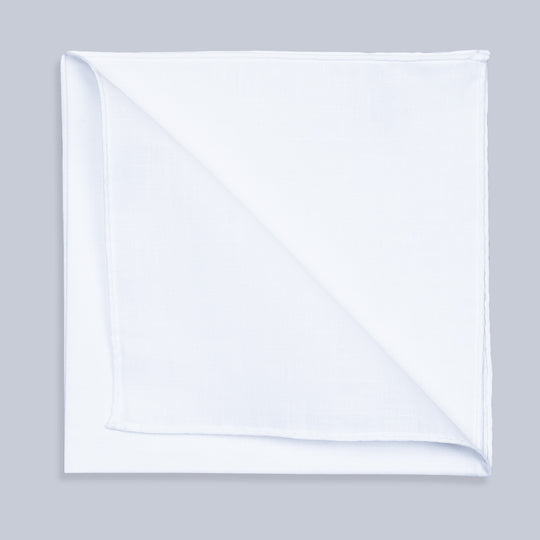White Plain Cotton Pocket Square