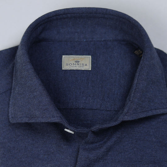 Dark Blue Cotton Cashmere Jersey Shirt