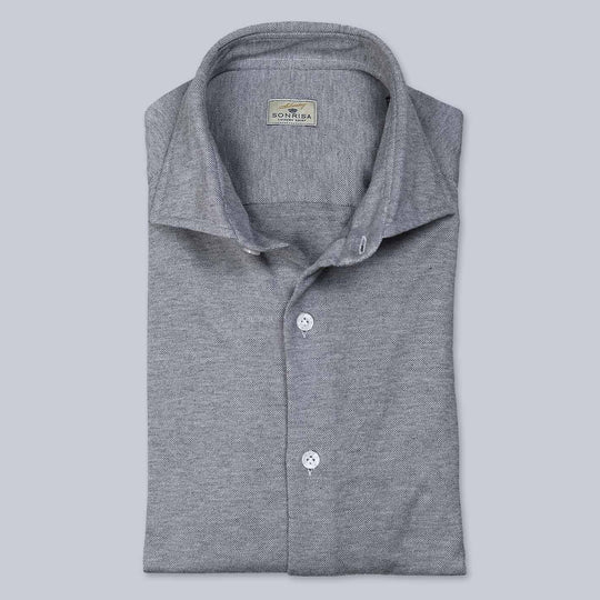 Grey Cotton Cashmere Jersey Shirt