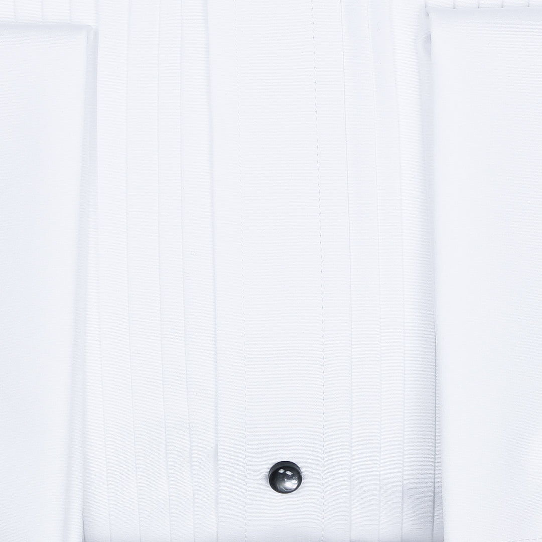 White Pleated Front Classic Tuxedo Shirt