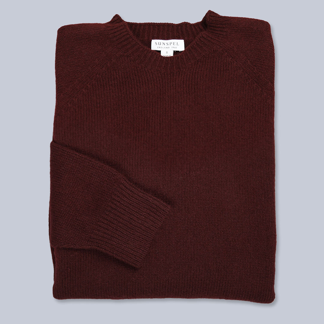 Burgundy Lambswool Crewneck Sweater